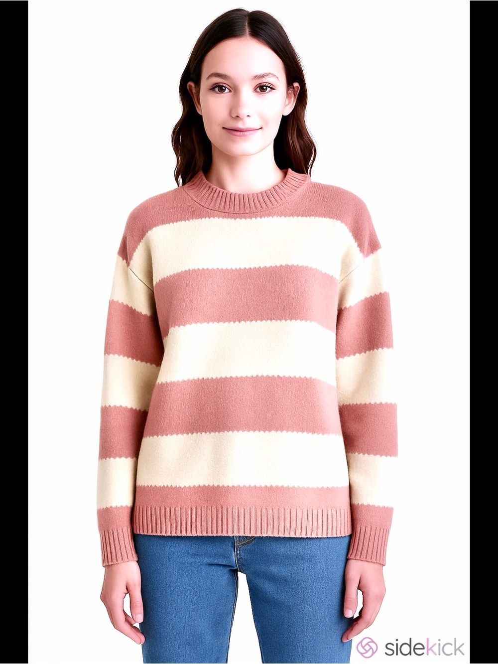 Striped Pink and White Women's Sweater